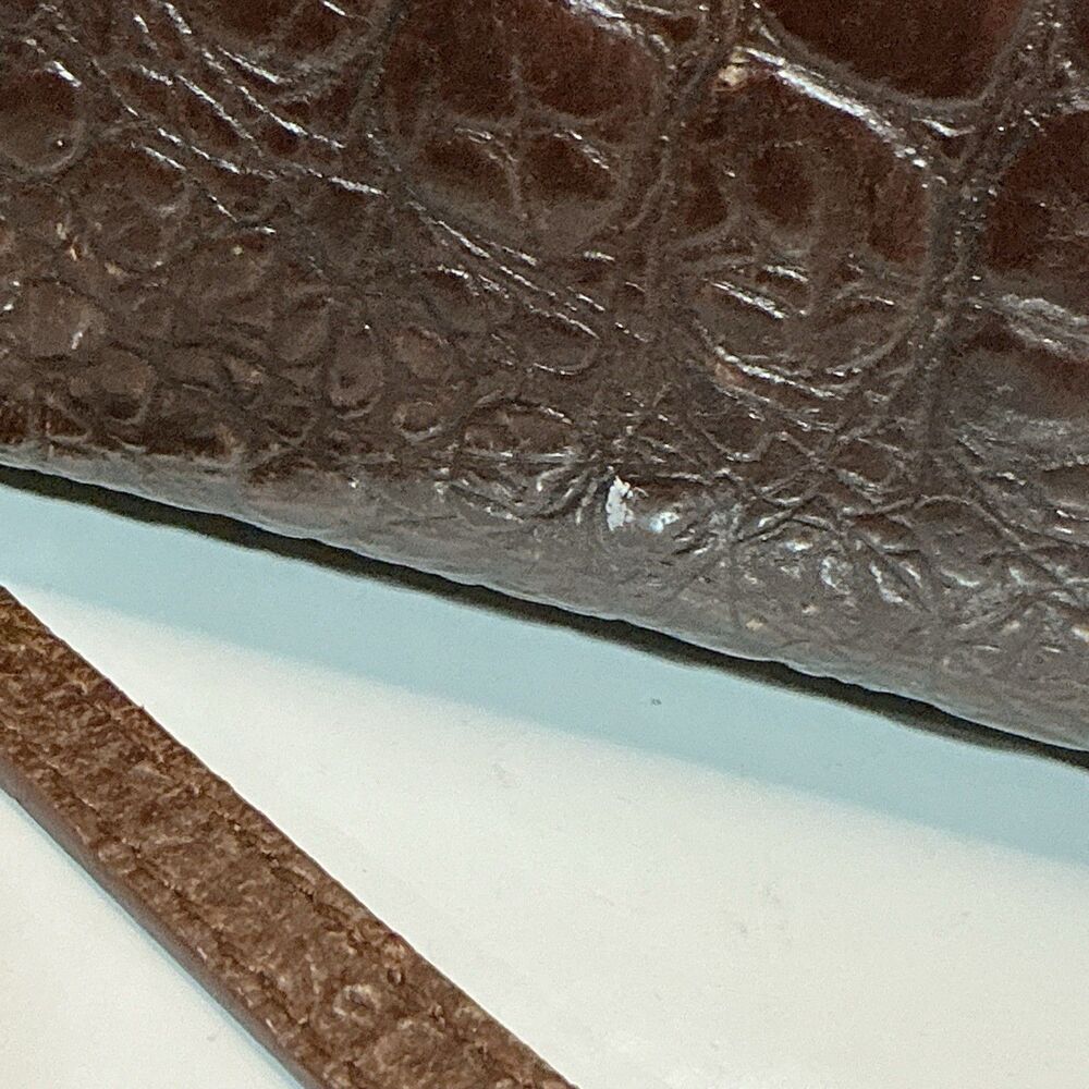 Vintage Brown Crocodile Embossed Leather Hard Case Shoulder Bag Briefcase - Picture 4 of 7